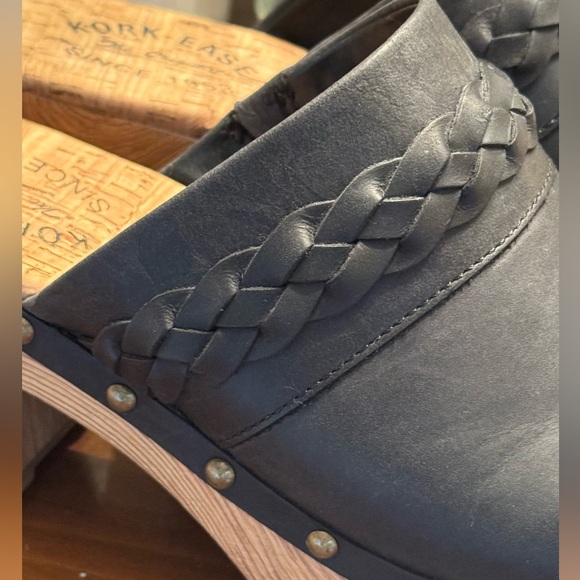 Women’s Kork-EaseTilly Black Leather Platform Braided Clogs Size 9 - Picture 9 of 17